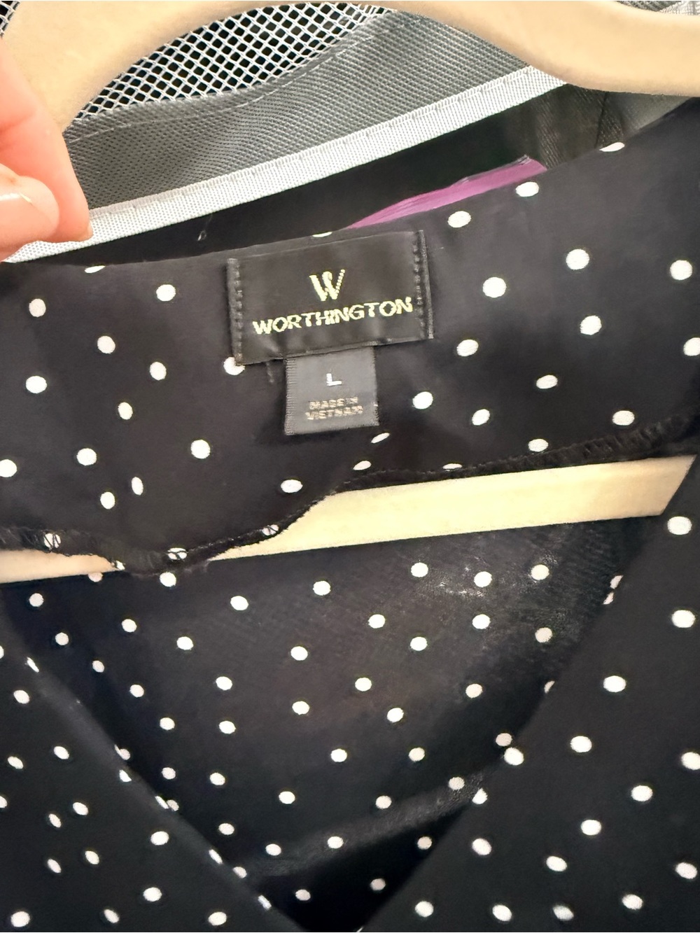 Worthington Black and White Polka Dot Blouse